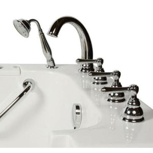 5 piece roman faucet set - hand shower with pull out hose - stainless steel grab bar - Vital Hydrotherapy
