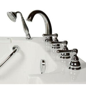 5 piece roman faucet set - hand shower with pull out hose - stainless steel grab bar - Vital Hydrotherapy