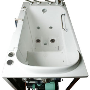 Avora bath 30" x 52" wheelchair transfer walk-in tub white with left outward swinging door, air hydro and vibration jets with microbubbles, handle & faucet - overview - Vital Hydrotherapy