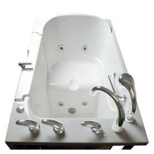 Avora bath 30" x 52" wheelchair transfer walk-in tub white with right outward swinging door, hydro and vibration jets with microbubbles, handle & faucet - overview - Vital Hydrotherapy