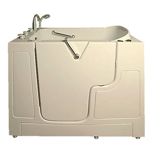 Avora bath 30" x 52" wheelchair transfer walk-in tub biscuit with left outward swinging door, air and vibration jets and handle & faucet - Vital Hydrotherapy
