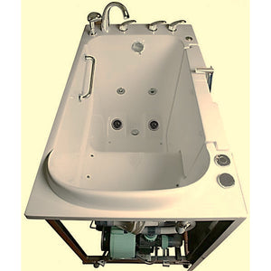 Avora bath 30" x 52" wheelchair transfer walk-in tub biscuit with right outward swinging door, air hydro and vibration jets, handle & faucet - overview - Vital Hydrotherapy