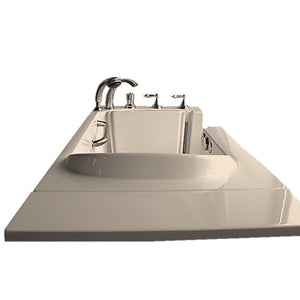 Avora bath 30" x 52" wheelchair transfer walk-in tub biscuit with right outward swinging door, air and vibration jets with microbubbles and handle & faucet - Vital Hydrotherapy