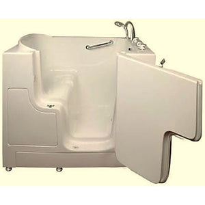 Avora bath 30" x 52" wheelchair transfer walk-in tub biscuit with right outward swinging door, vibration jets, handle & faucet - Vital Hydrotherapy