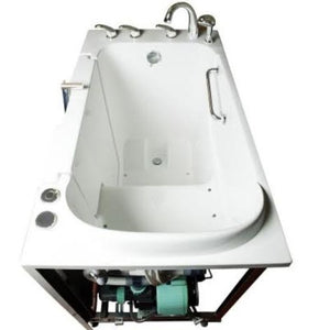 Avora bath 30" x 52" wheelchair transfer walk-in tub white with left outward swinging door, air massage with microbubbles and handle & faucet - Vital Hydrotherapy