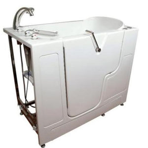 Avora bath 30" x 52" wheelchair transfer walk-in tub white with left outward swinging door, air and vibration jets and handle & faucet - Vital Hydrotherapy