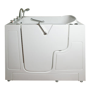 Avora bath 30" x 52" wheelchair transfer walk-in tub white with left outward swinging door, hydro massage with microbubbles, handle & faucet - Vital Hydrotherapy