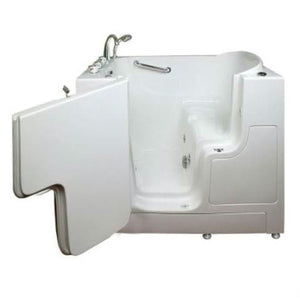 Avora bath 30" x 52" wheelchair transfer walk-in tub white with left outward swinging door, hydro and vibration jets with microbubbles, handle & faucet - Vital Hydrotherapy