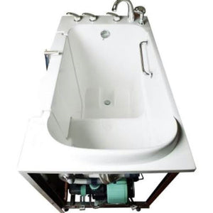 Avora bath 30" x 52" wheelchair transfer walk-in tub white with left outward swinging door, vibration jets with microbubbles, handle & faucet - top view - Vital Hydrotherapy