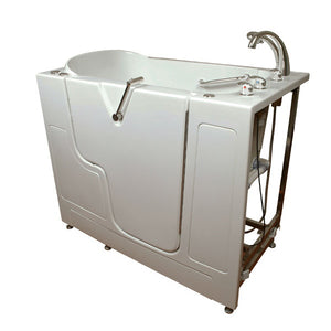 Avora bath 30" x 52" wheelchair transfer walk-in tub white with right outward swinging door, air hydro and vibration jets with microbubbles, handle & faucet - Vital Hydrotherapy