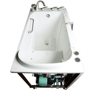 Avora bath 30" x 52" wheelchair transfer walk-in tub white with right outward swinging door, air and vibration jets with microbubbles and handle & faucet - top view - Vital Hydrotherapy
