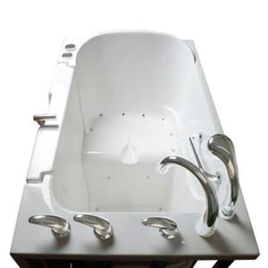 Avora bath 30" x 52" wheelchair transfer walk-in tub white with right outward swinging door, air and vibration jets with microbubbles and handle & faucet - Vital Hydrotherapy