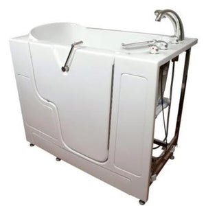 Avora bath 30" x 52" wheelchair transfer walk-in tub white with right outward swinging door, hydro and vibration jets with microbubbles, handle & faucet - Vital Hydrotherapy