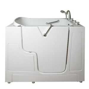 Avora bath 30" x 52" wheelchair transfer walk-in tub white with right outward swinging door, hydro and vibration jets with microbubbles, handle & faucet - Vital Hydrotherapy