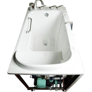 Avora bath 30" x 52" wheelchair transfer walk-in tub white with right outward swinging door, vibration jets, handle & faucet - Vital Hydrotherapy