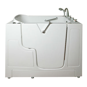 Avora bath 30" x 52" wheelchair transfer walk-in tub white with right outward swinging door, vibration jets with microbubbles, handle & faucet - Vital Hydrotherapy