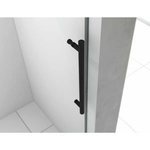 Legion Furniture 61" - 65" Single Sliding Frameless Glass Shower Door Set GD9061-65 - Glass Type: Clear - Stainless Steel Construction Black Handle - GD9061-65 - Vital Hydrotherapy
