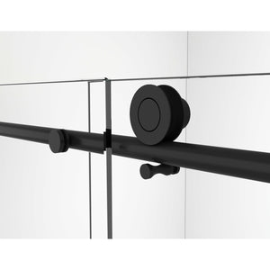 Legion Furniture 61" - 65" Single Sliding Frameless Glass Shower Door Set GD9061-65 - Glass Type: Clear - Stainless Steel Construction - Black - Steel Rollers Closing - Lifestyle Setting - GD9061-65 - Vital Hydrotherapy