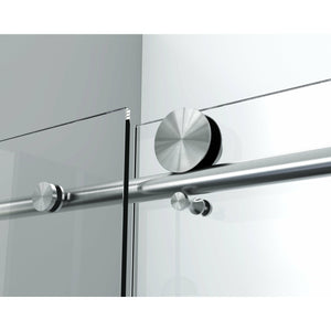 Legion Furniture 61" - 65" Single Sliding Frameless Glass Shower Door Set GD9061-65 - Glass Type: Clear - Stainless Steel Construction - Brushed Nickel - Steel Rollers Closing - GD9061-65 - Vital Hydrotherapy