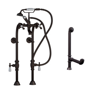 Cambridge Plumbing Complete Free Standing Plumbing Package (Solid Brass, Oil Rubbed Bronze) (Bullnose Tub Filler) for Clawfoot Tub CAM398463-PKG - Vital Hydrotherapy