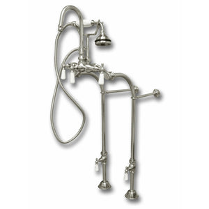 Cambridge Plumbing Clawfoot Tub Freestanding English Telephone Gooseneck Faucet & Hand Held Shower Combo Brushed Nickel CAM398684 - Vital Hydrotherapy