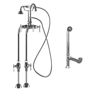 Cambridge Plumbing Complete Free Standing Plumbing Package (Solid Brass, Polished Chrome) (Gooseneck Tub Filler) for Clawfoot Tub CAM398684-PKG