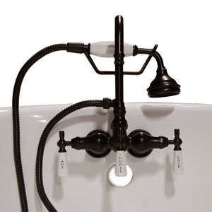 Cambridge Plumbing Clawfoot Tub Brass Wall Mount Faucet with Hand Held Shower (Oil Rubbed Bronze) CAM684BTW - Vital Hydrotherapy
