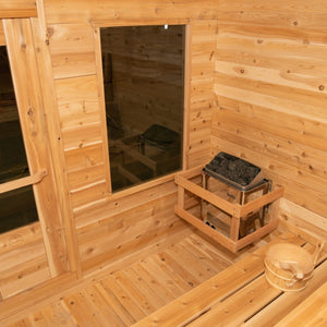 Dundalk Canadian Timber Luna 2 to 3 Person White Cedar Sauna CTC22LU - with bronze tempered glass with wooden frame -and Heater - Vital Hydrotherapy