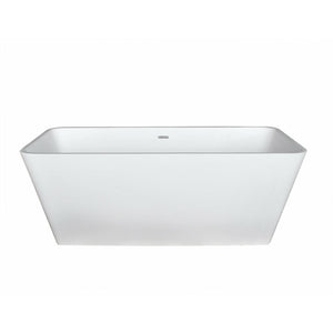 Anzzi Cenere 4.9 ft. Solid Surface Classic Soaking Bathtub in Matte White and Kros Faucet in Chrome FT501-0025 - Vital Hydrotherapy