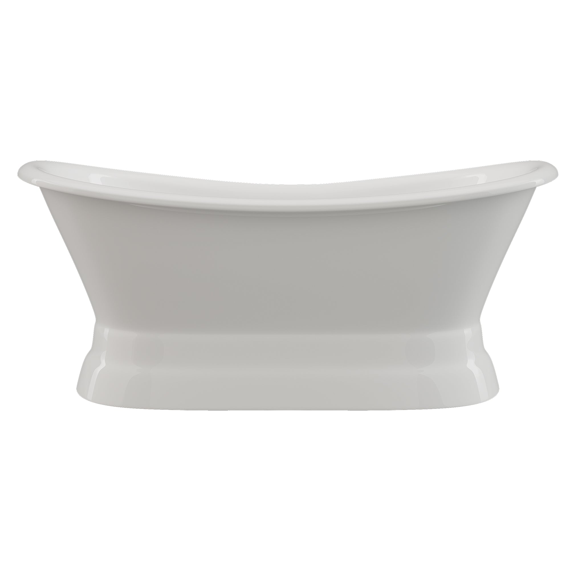 Cambridge Plumbing Double Slipper Cast Iron Pedestal Tub (Porcelain enamel interior and white paint exterior) with No Faucet Drillings DES-PED-NH - Vital Hydrotherapy