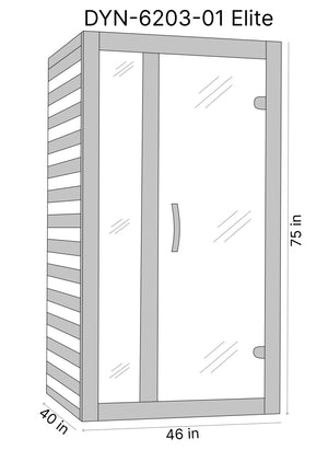 Dynamic 2-Person Cordoba Elite FAR Infrared Sauna DYN-6203-01 Elite Dimension Drawing - Vital Hydrotherapy