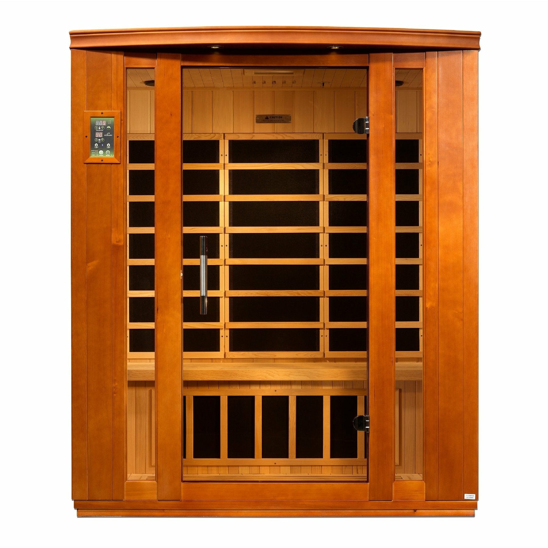 Infrared Sauna 3 person Natural hemlock wood construction roof vent with tempered glass door