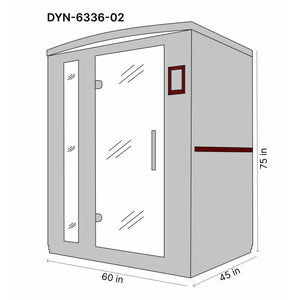 Dynamic Lugano 3-person Low EMF (Under 8MG) FAR Infrared Sauna (Canadian Hemlock) Dimension Drawing DYN-6336-02 - Vital Hydrotherapy