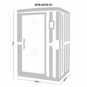 Dynamic Venice 2-person Low EMF (Under 8MG) FAR Infrared Sauna (Canadian Hemlock) Dimension Drawing DYN‐6210‐01 - Vital Hydrotherapy