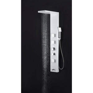 Anzzi Delta Series 56 in. Full Body Shower Panel System with Heavy Rain Shower and Spray Wand in White SP-AZ054 - Vital Hydrotherapy