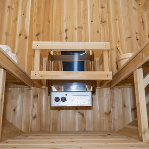 Dundalk Canadian Timber Harmony 4 Person White Cedar Sauna CTC22W - with Saaku Heater inside - Inside view - Vital Hydrotherapy