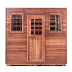 Enlighten Sauna InfraNature Original Infrared Sierra 8 Person Outdoor Low EMF Sauna - Canadian Cedar - Carbon Heaters - Exterior View - Vital Hydrotherapy