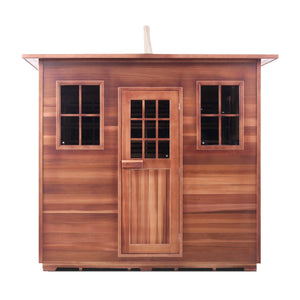 Enlighten Sauna InfraNature Original Infrared Sierra 8 Person Outdoor Low EMF Sauna - Canadian Cedar - Carbon Heaters - Exterior View - Vital Hydrotherapy