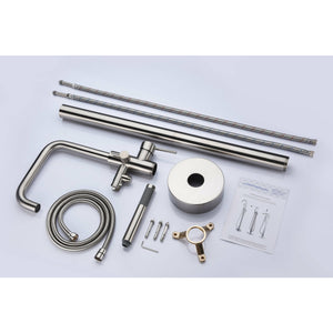 Anzzi Moray Series 2-Handle Freestanding Tub Faucet (Brushed Nickel) - Floor Mounted - Solid Brass Valve - FS-AZ0048 - Vital Hydrotherapy