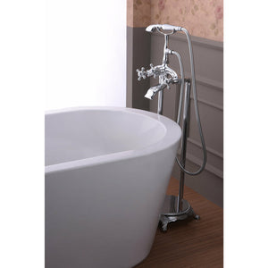 Anzzi Tugela 3-Handle Claw Foot Tub Faucet with Hand Shower (Polished Chrome) - Floor Mounted - Solid Brass Valve - FS-AZ0052 - Lifestyle - Vital Hydrotherapy