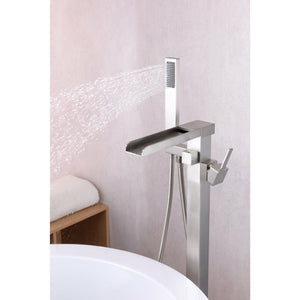 Anzzi Union 2-Handle Claw Foot Tub Faucet with Hand Shower (Brushed Nickel) - Floor Mounted - Solid Brass Valve - FS-AZ0059 - Lifestyle - Vital Hydrotherapy