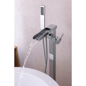 Anzzi Union 2-Handle Claw Foot Tub Faucet with Hand Shower (Polished Chrome) - Floor Mounted - Solid Brass Valve - FS-AZ0059 - Lifestyle - Vital Hydrotherapy