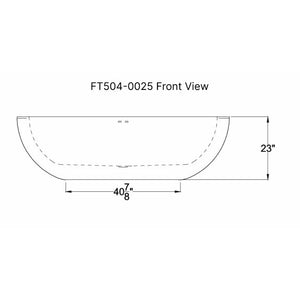 Anzzi Lusso 6.3 ft. Solid Surface Classic Freestanding Soaking Bathtub in Matte White Specification Drawing - Front View - Vital Hydrotherapy