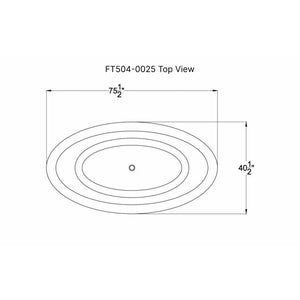 Anzzi Lusso 6.3 ft. Solid Surface Classic Freestanding Soaking Bathtub in Matte White Specification Drawing - Top View - Vital Hydrotherapy