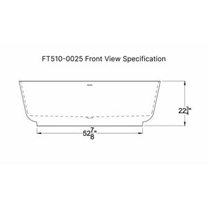 Anzzi Sabbia 5.9 ft. Solid Surface Classic Freestanding Soaking Bathtub in Matte White Specification Drawing - Front View - Vital Hydrotherapy