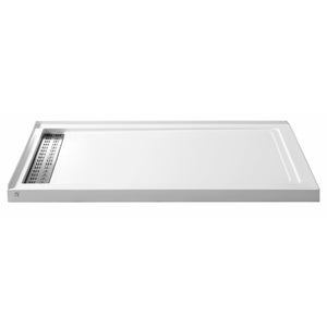 Anzzi Field Series 36 in. x 60 in. Double Threshold Shower Base in Marine Grade Acrylic in Bright and Vibrant White Finish - Left Side Drain - SB-AZ012WL - Vital Hydrotherapy