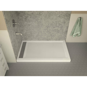 Anzzi Field Series 36 in. x 60 in. Double Threshold Shower Base in Marine Grade Acrylic in Bright and Vibrant White Finish - Left Side Drain - SB-AZ012WL - Lifestyle - Vital Hydrotherapy