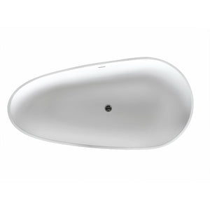 Anzzi Fiume 5.6 ft. Man-Made Stone Center Drain Freestanding Bathtub in Matte White FT-AZ502 - Vital Hydrotherapy