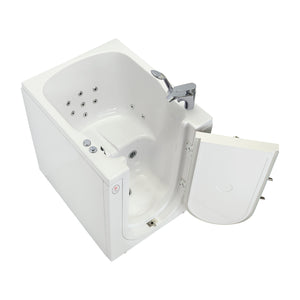 Ella Front Entry 32"x40" Acrylic Hydro Massage Walk-In Bathtub with Outward Swing Door Right, Fast Fill Faucet, 2" Drain in a white background