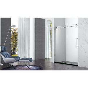 Legion Furniture GD9056-60 56" - 60" Single Sliding Shower Door Set With Hardware GD9056-60 - Glass Type: Clear - Stainless Steel Construction - Brushed Nickel - Steel Rollers Closing - Overall Size: 60″ W X 65″ H - Lifestyle Setting - GD9056-60 - Vital Hydrotherapy